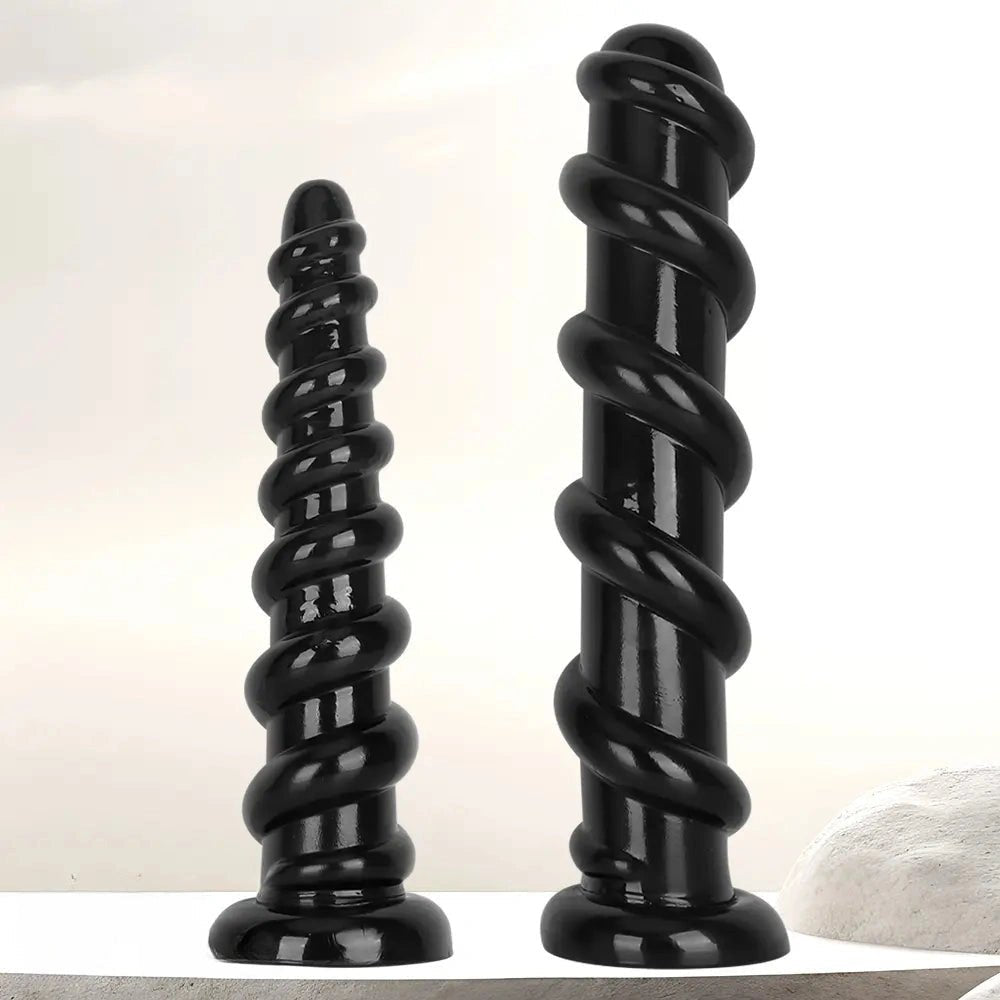 Black spiral pvc anal dildo, photo 2