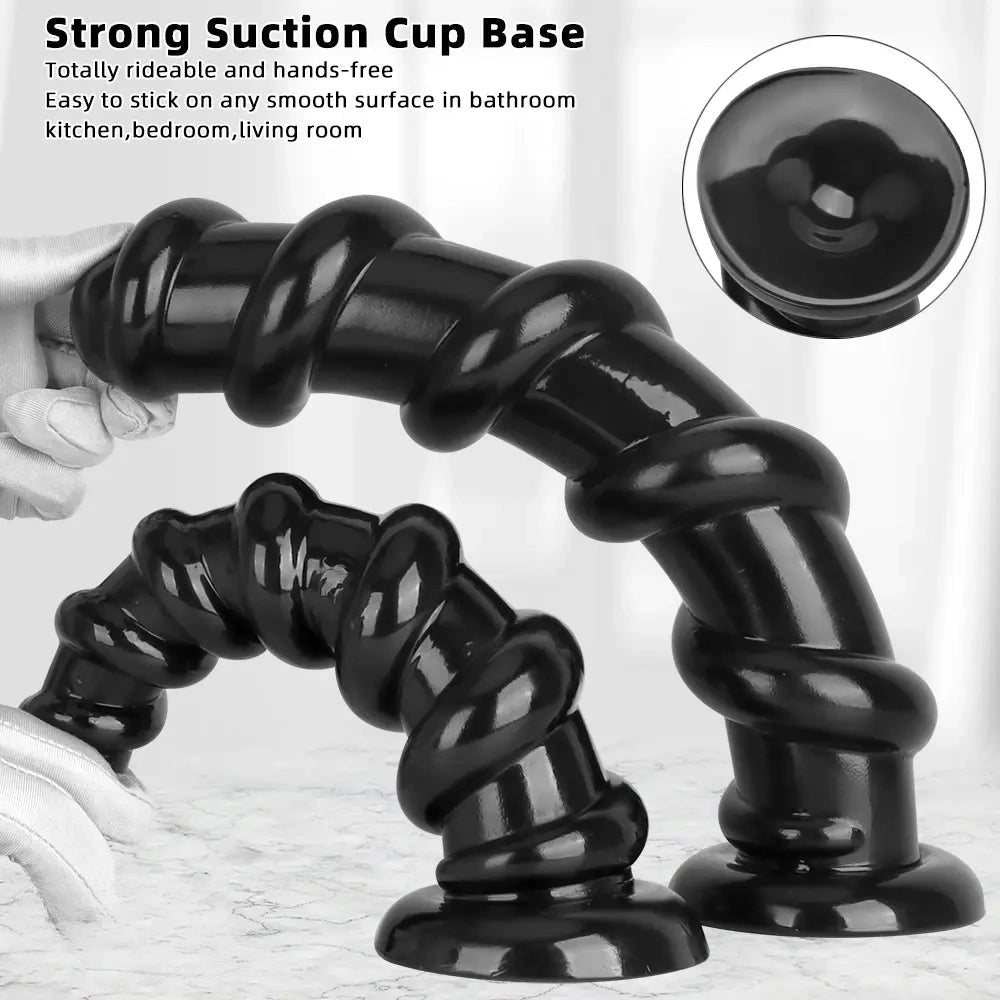 Black spiral pvc anal dildo, photo 4
