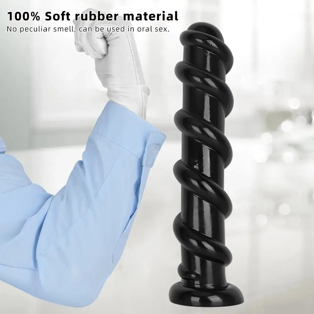 Black spiral pvc anal dildo, photo 5