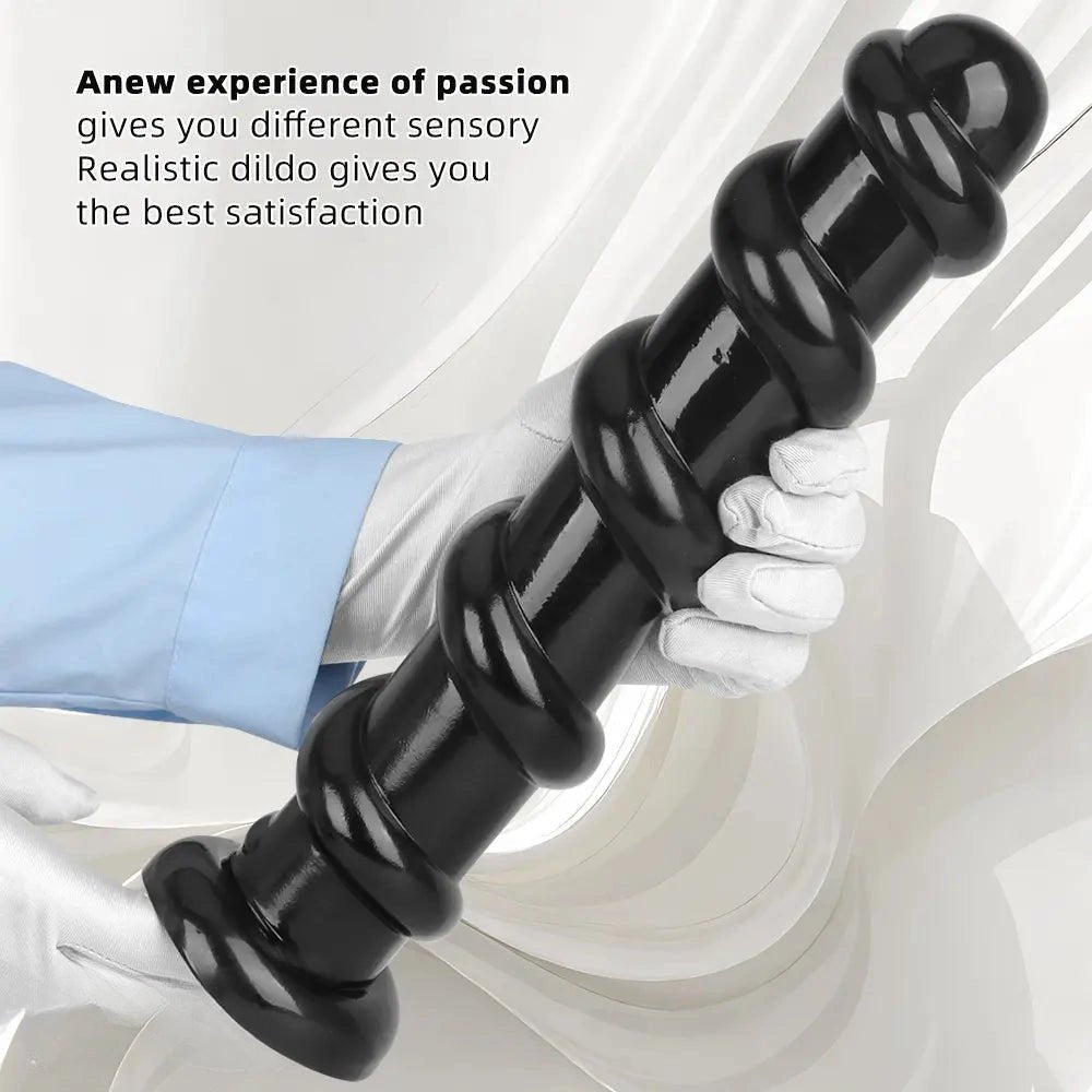 Black spiral pvc anal dildo, photo 6