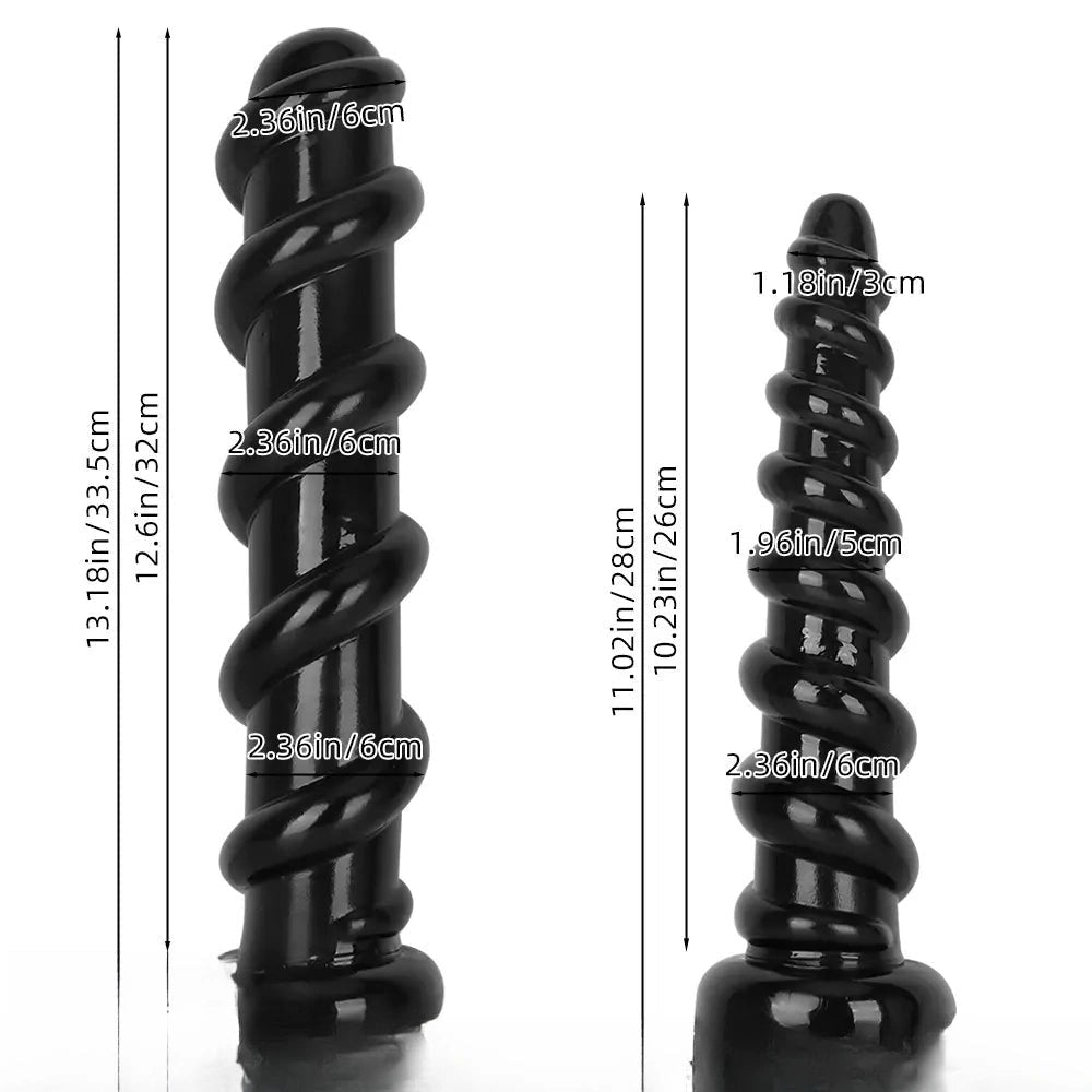 Black spiral pvc anal dildo, photo 8