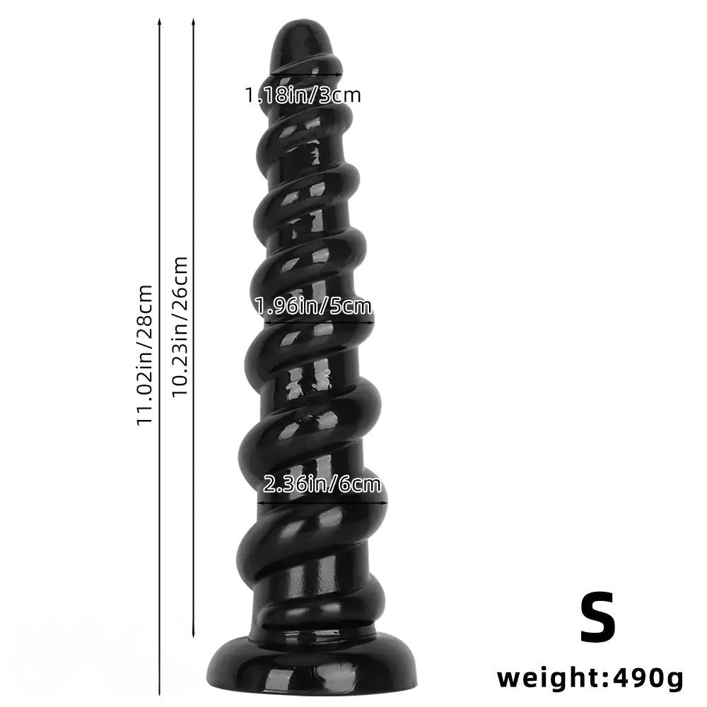 Black spiral pvc anal dildo, photo 9