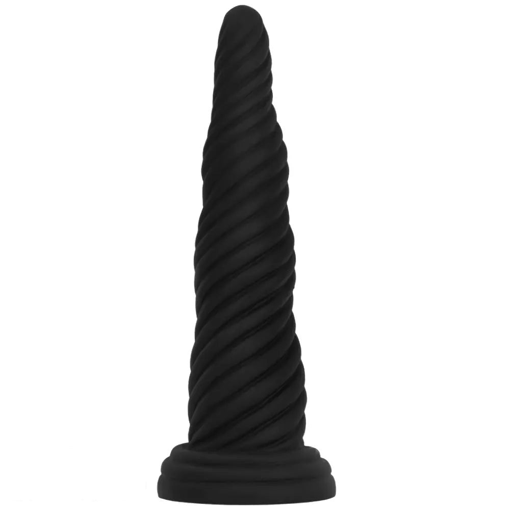 Black spiral textured dildo, photo 1
