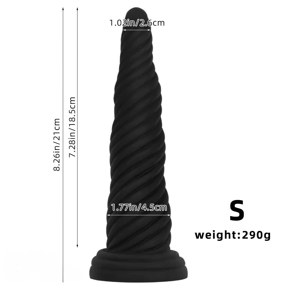Black spiral textured dildo, photo 10