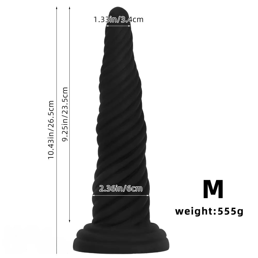 Black spiral textured dildo, photo 11
