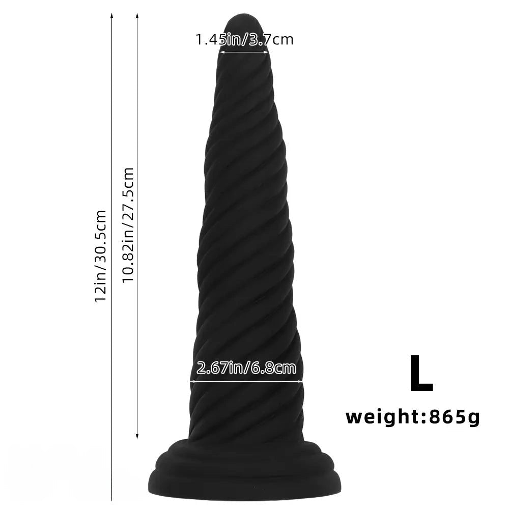 Black spiral textured dildo, photo 12