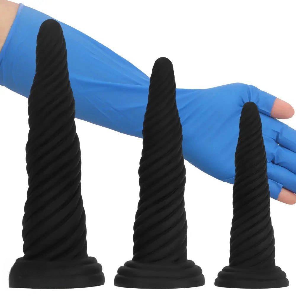 Black spiral textured dildo, photo 13