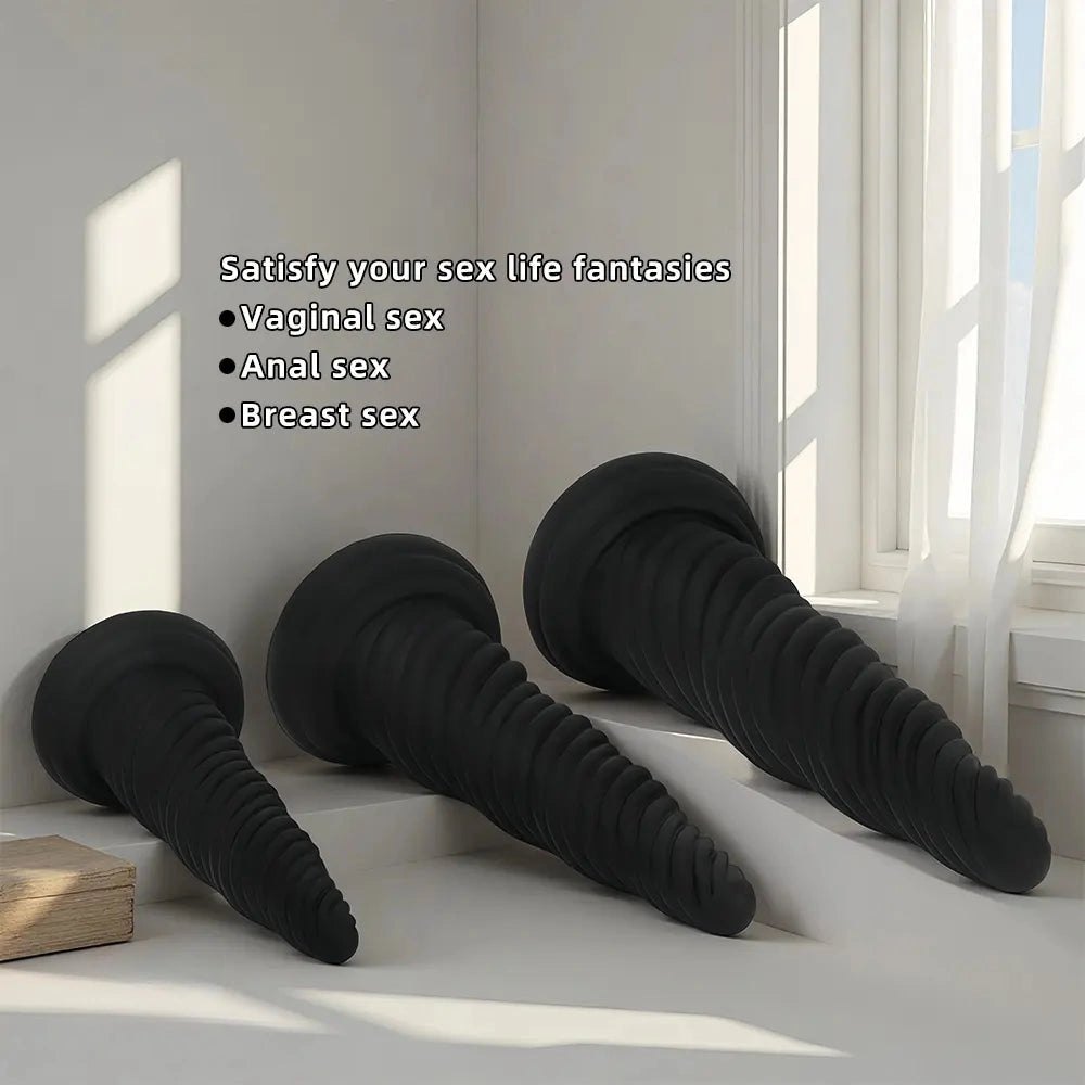 Black spiral textured dildo, photo 3