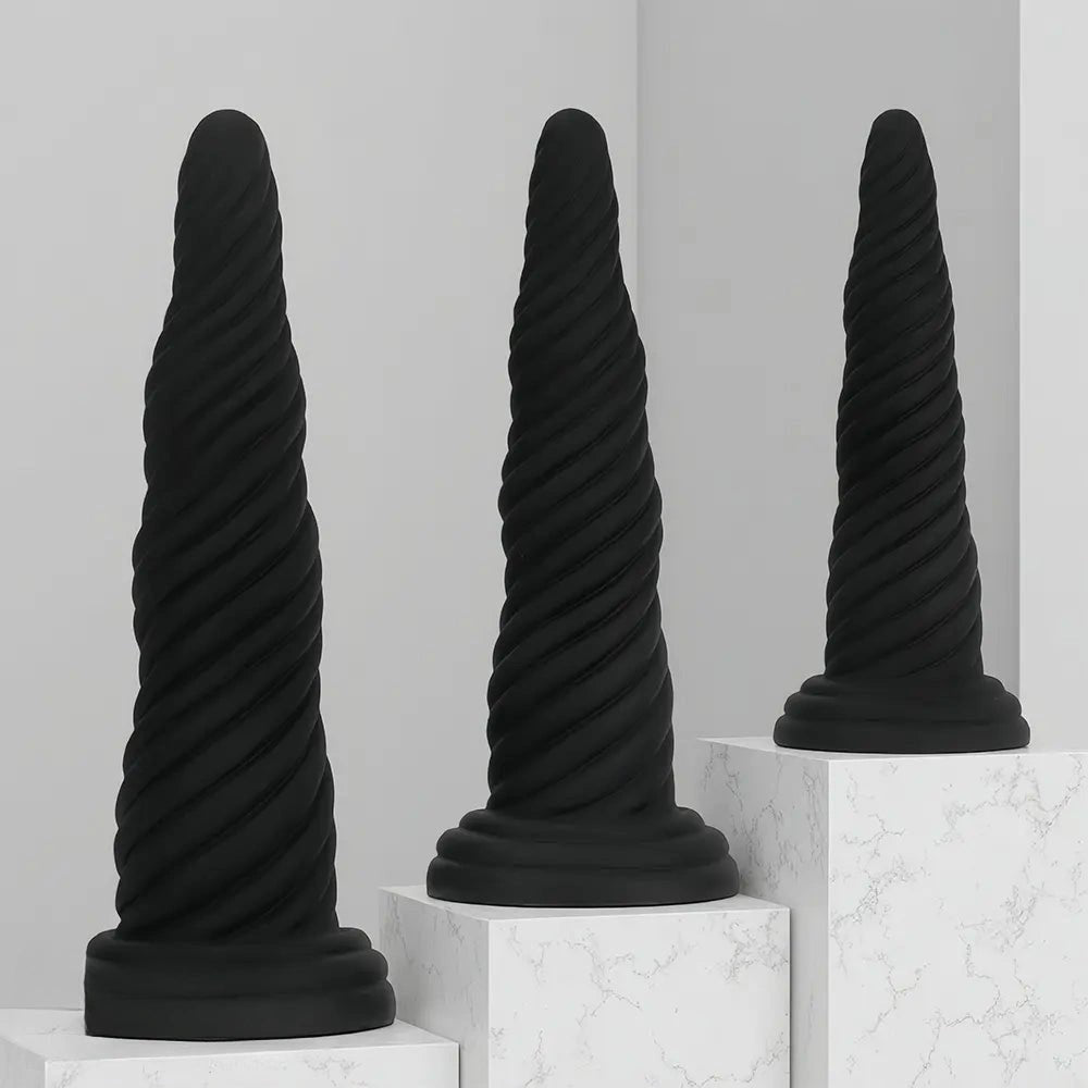 Black spiral textured dildo, photo 4