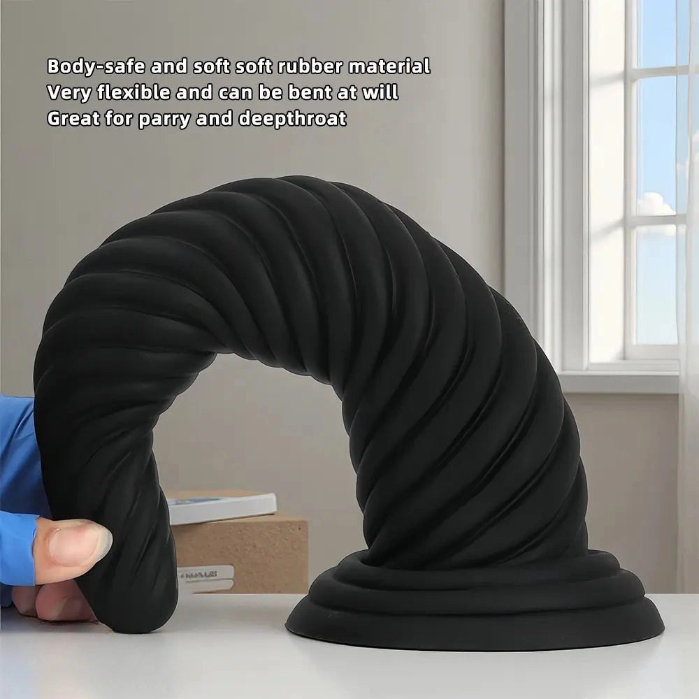 Black spiral textured dildo, photo 5