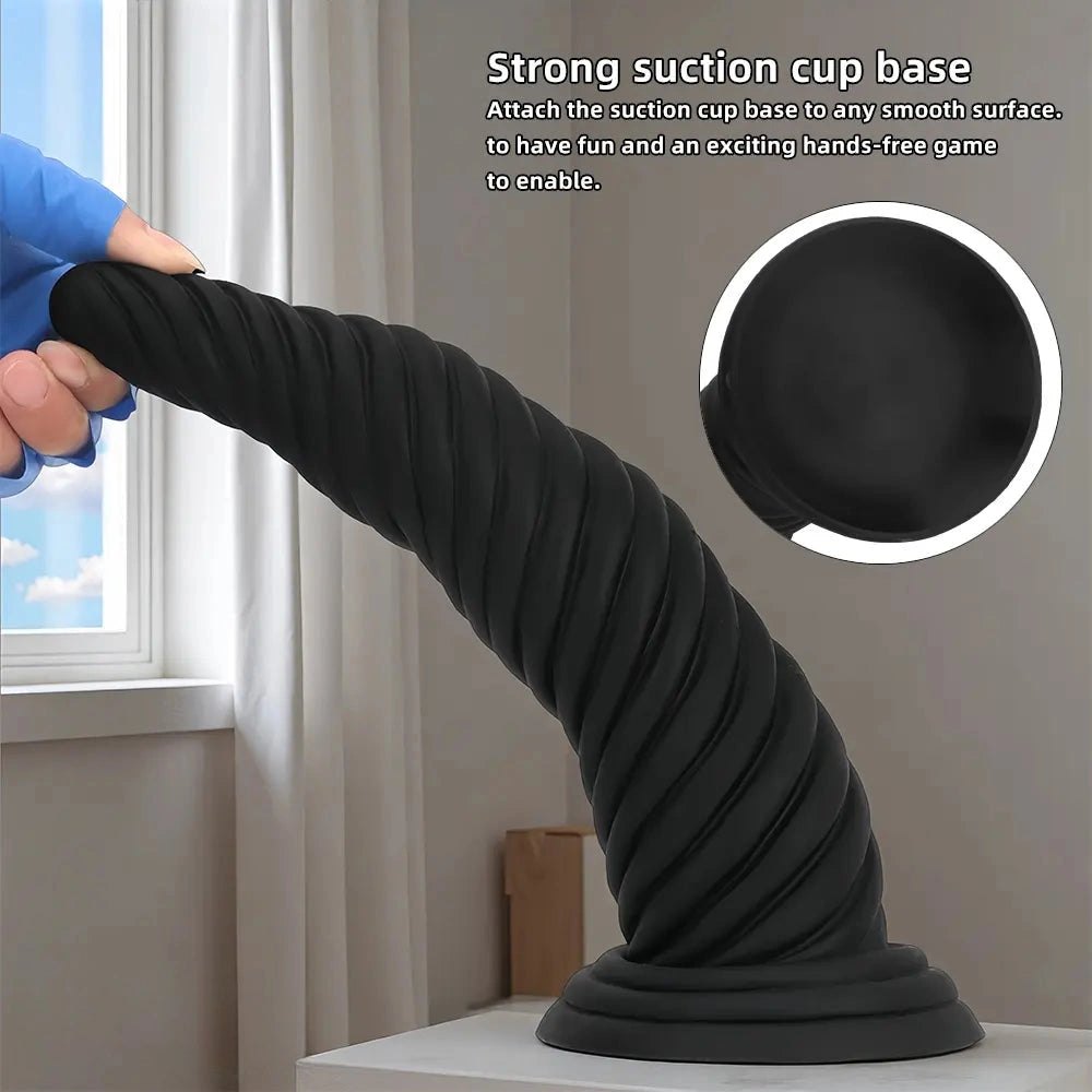Black spiral textured dildo, photo 6