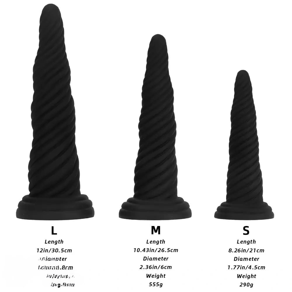 Black spiral textured dildo, photo 9
