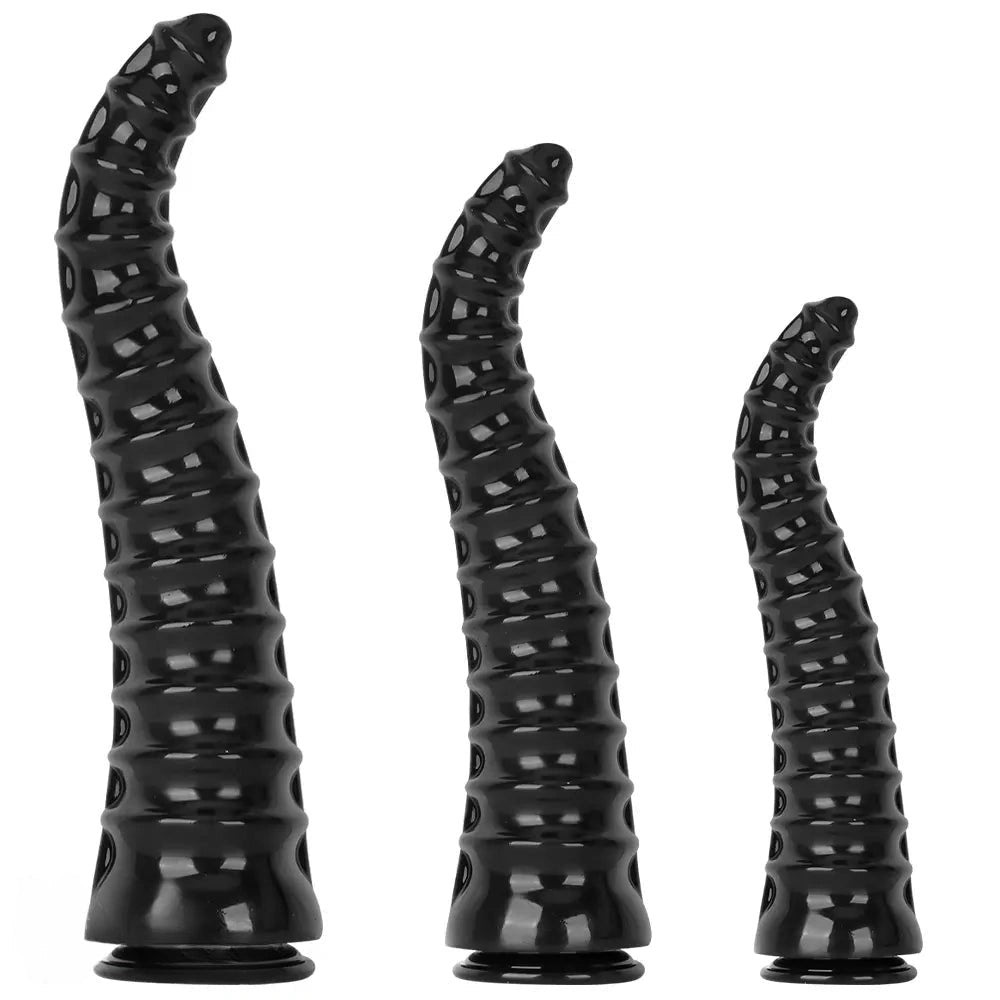 Black spiral ribbed anal dildo, photo 1