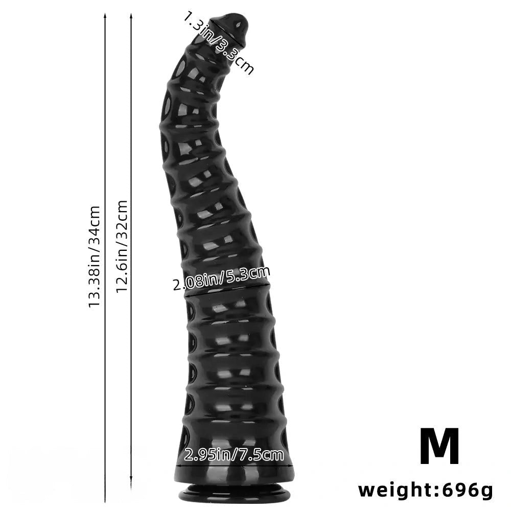 Black spiral ribbed anal dildo, photo 12