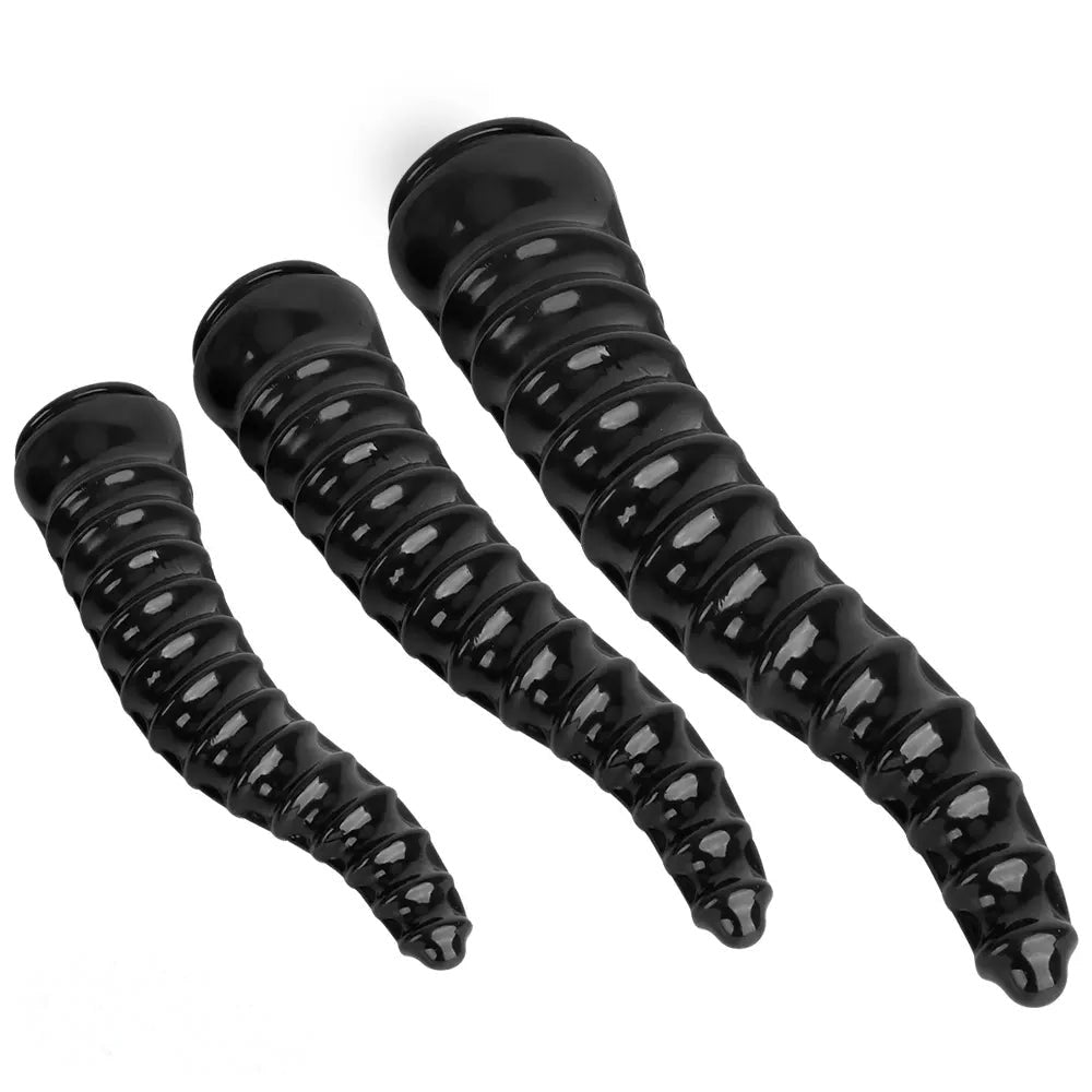 Black spiral ribbed anal dildo, photo 15
