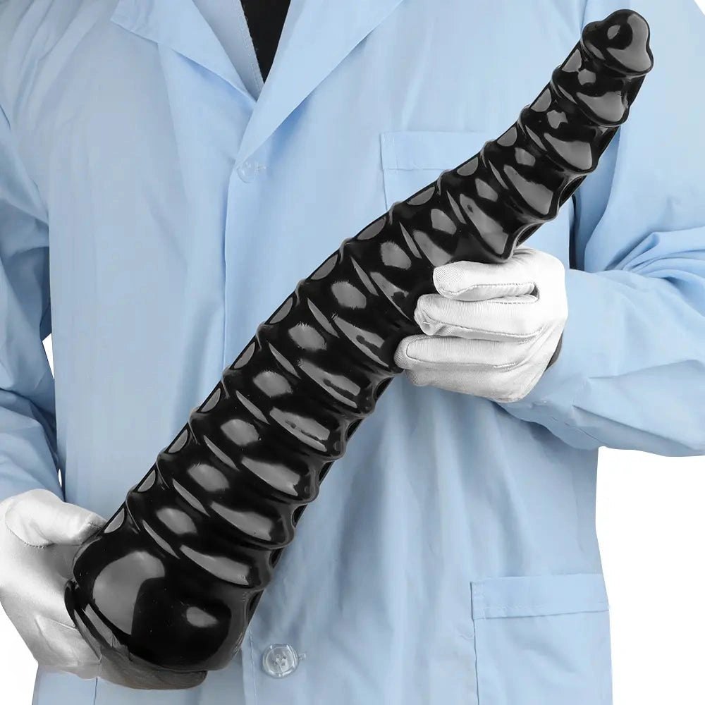 Black spiral ribbed anal dildo, photo 3