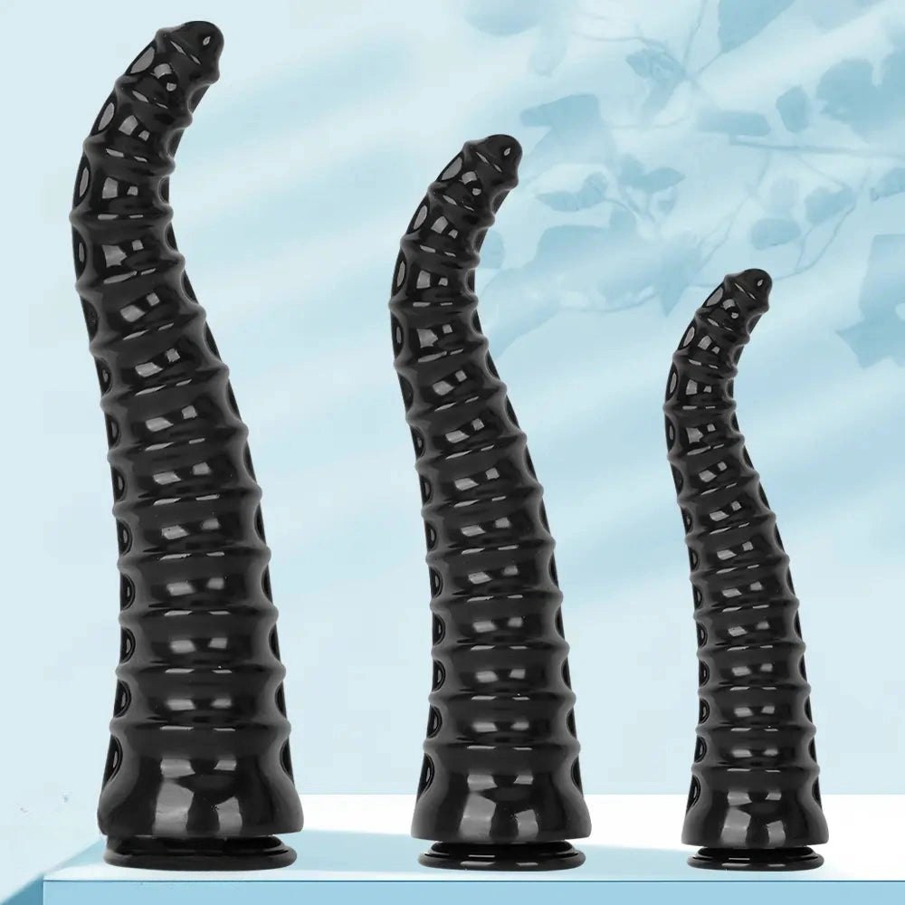Black spiral ribbed anal dildo, photo 4