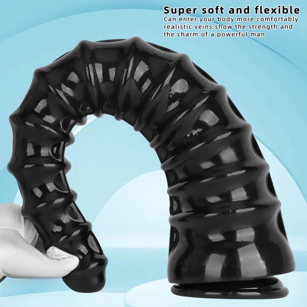 Black spiral ribbed anal dildo, photo 5