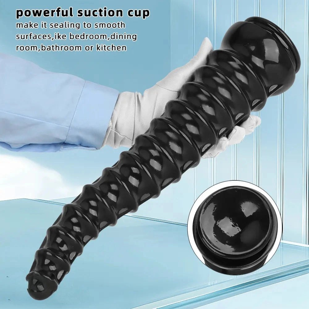 Black spiral ribbed anal dildo, photo 6