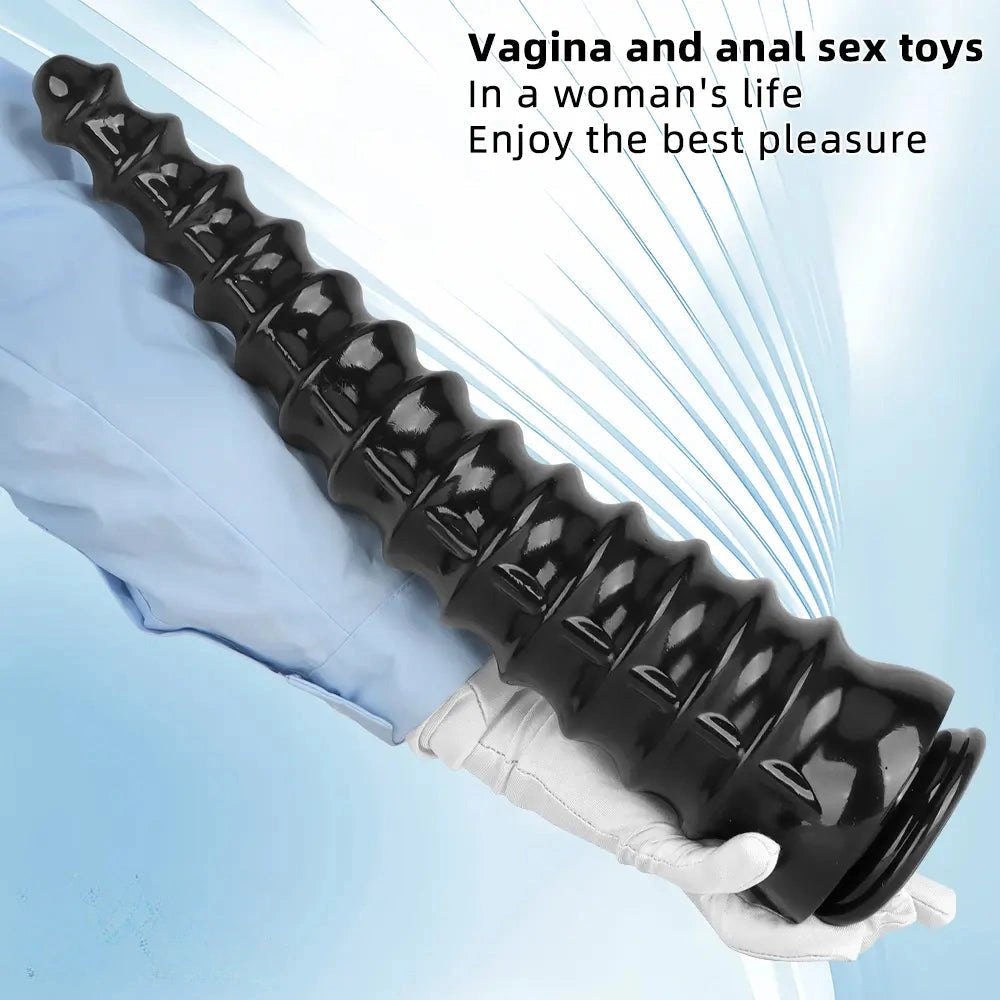 Black spiral ribbed anal dildo, photo 8