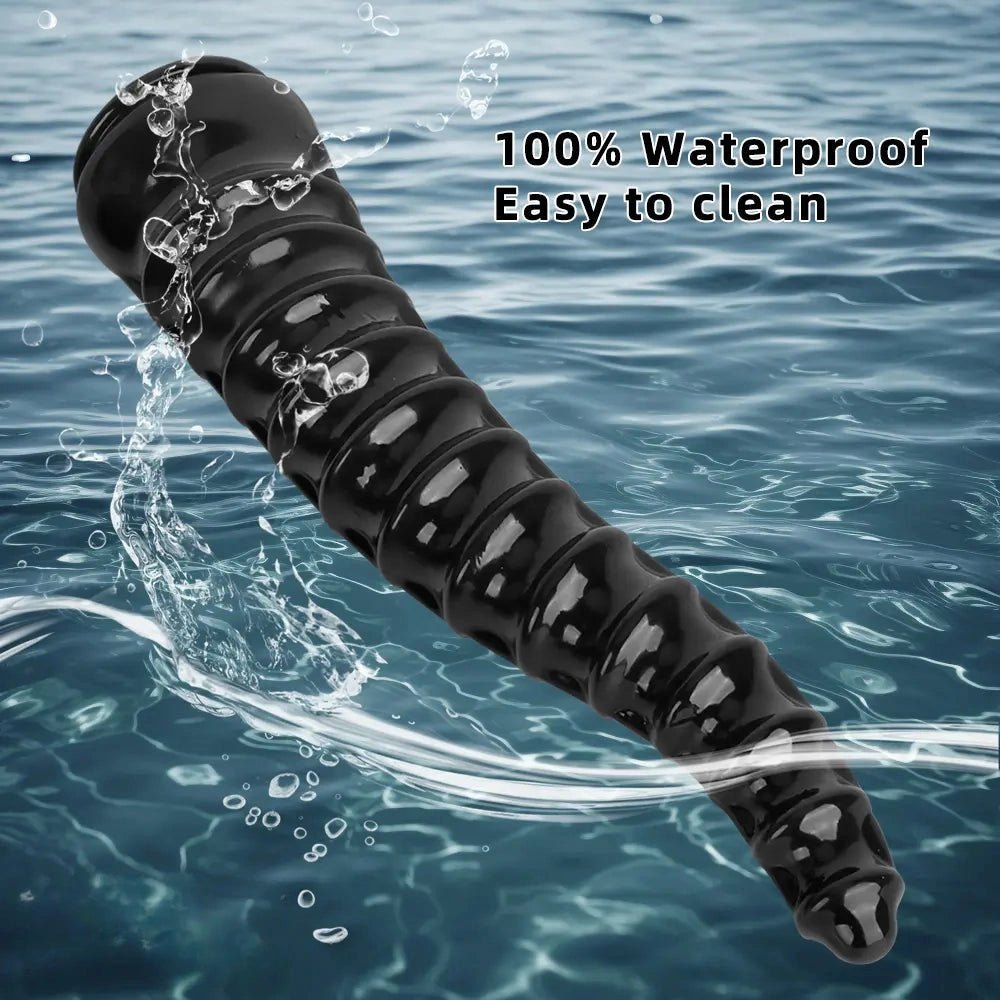 Black spiral ribbed anal dildo, photo 9