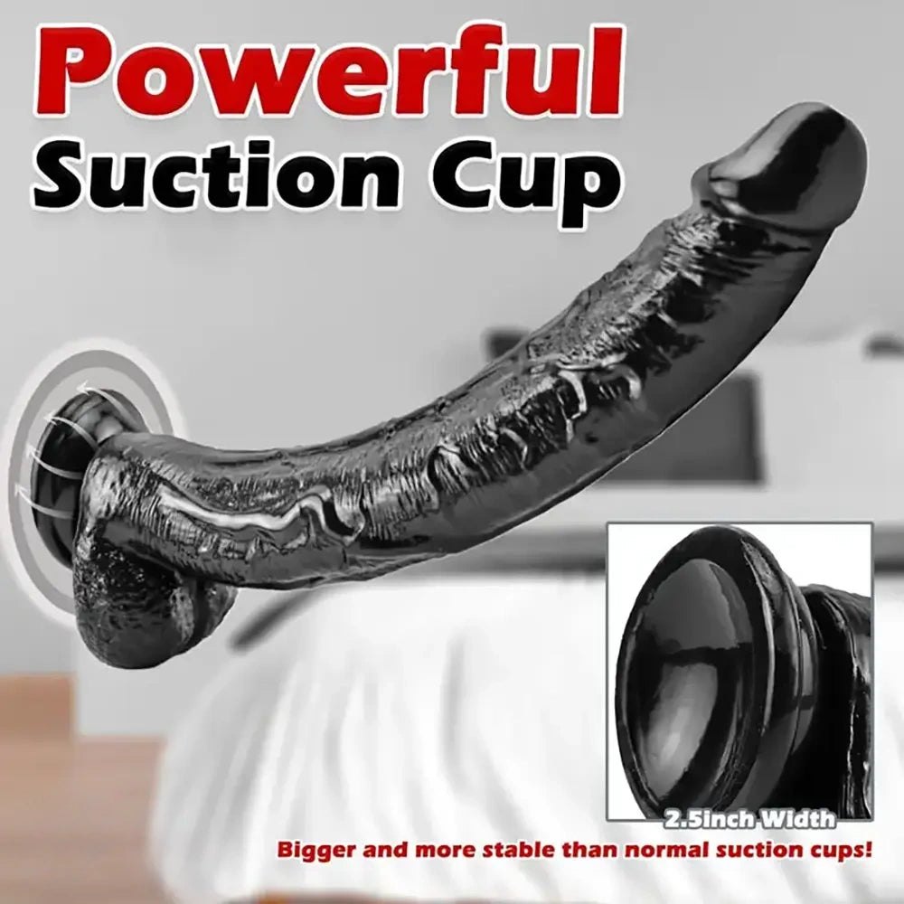 Black textured PVC realistic dildo, photo 3