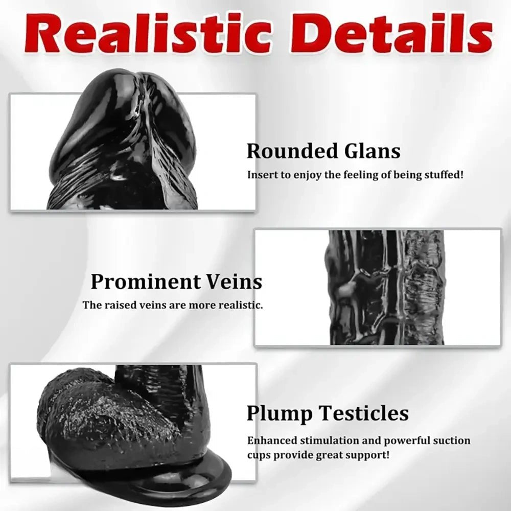 Black textured PVC realistic dildo, photo 6