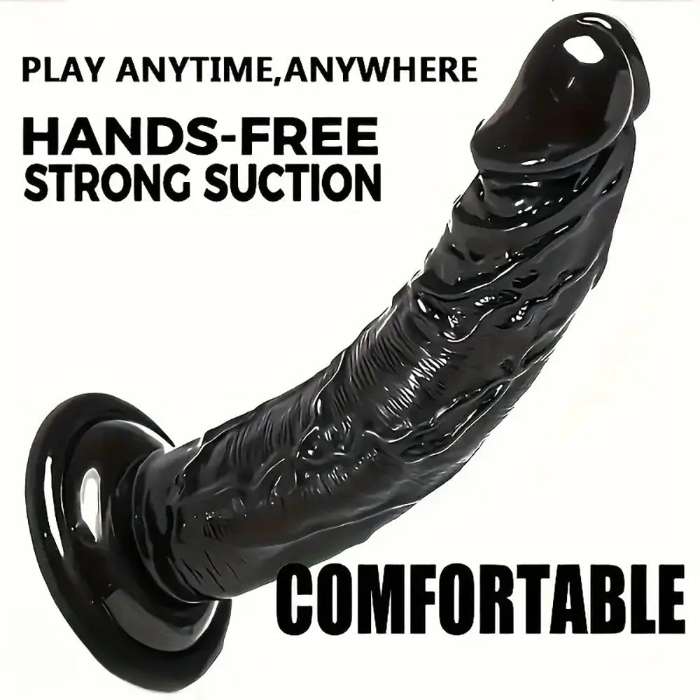 Black suction cup realistic dildo, photo 1