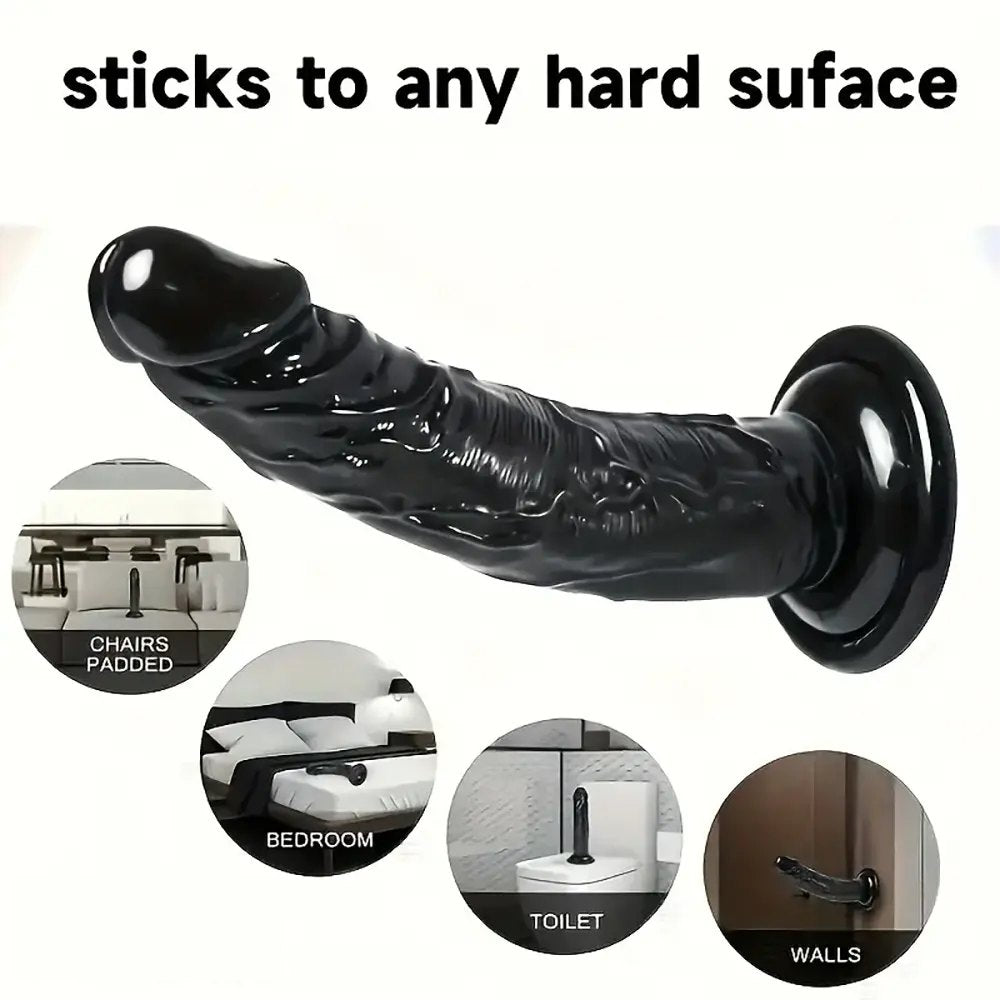 Black suction cup realistic dildo, photo 5