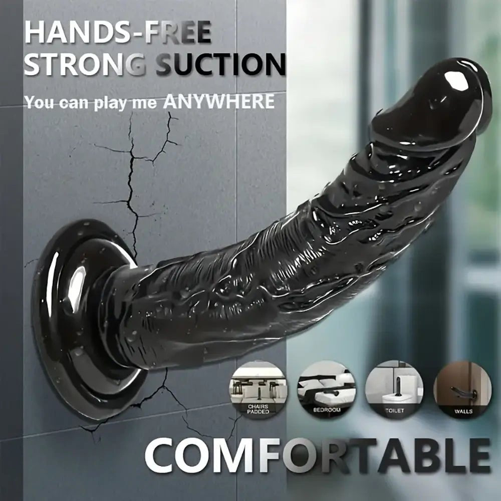 Black suction cup realistic dildo, photo 6