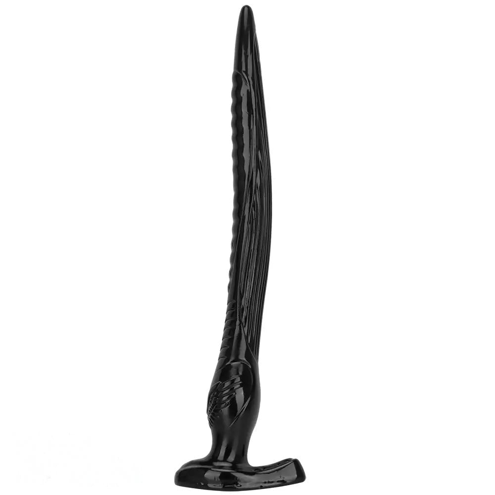 Black tapered ribbed pvc anal dildo, photo 1