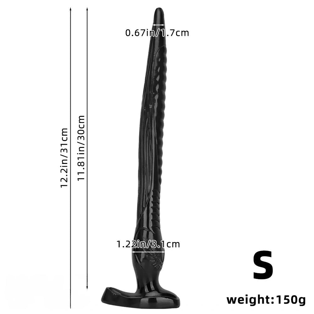 Black tapered ribbed pvc anal dildo, photo 10