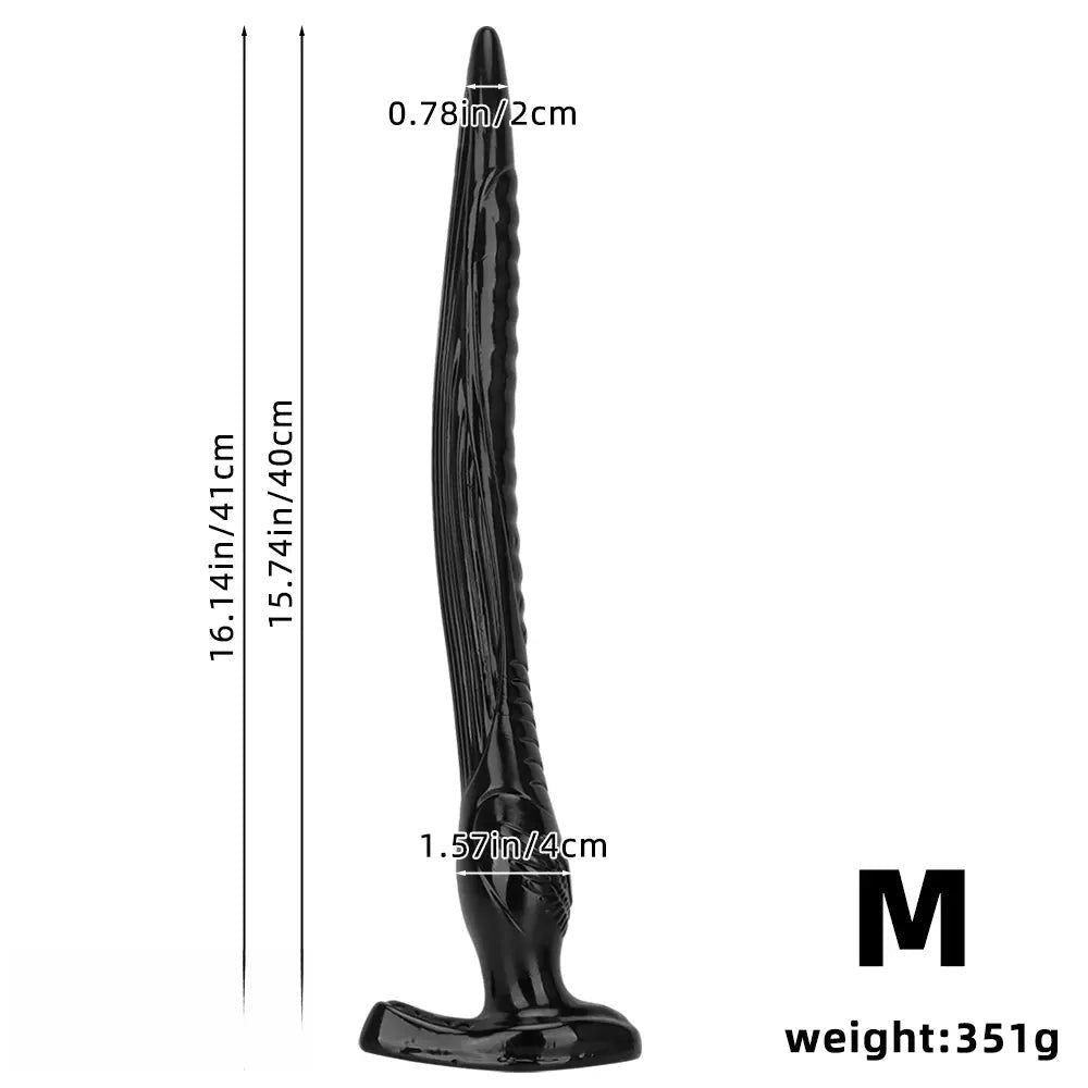 Black tapered ribbed pvc anal dildo, photo 11