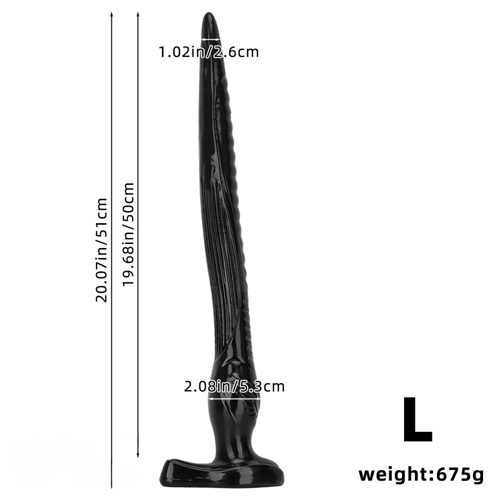 Black tapered ribbed pvc anal dildo, photo 12