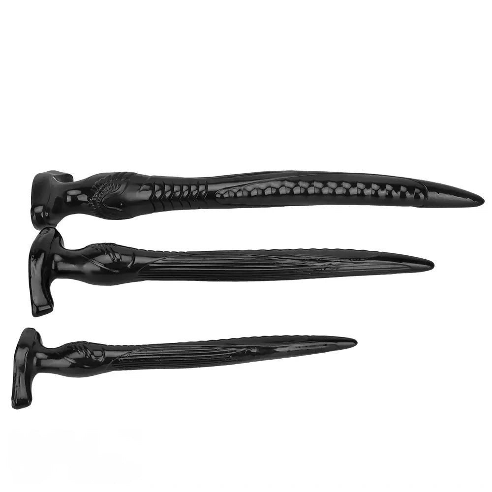 Black tapered ribbed pvc anal dildo, photo 13