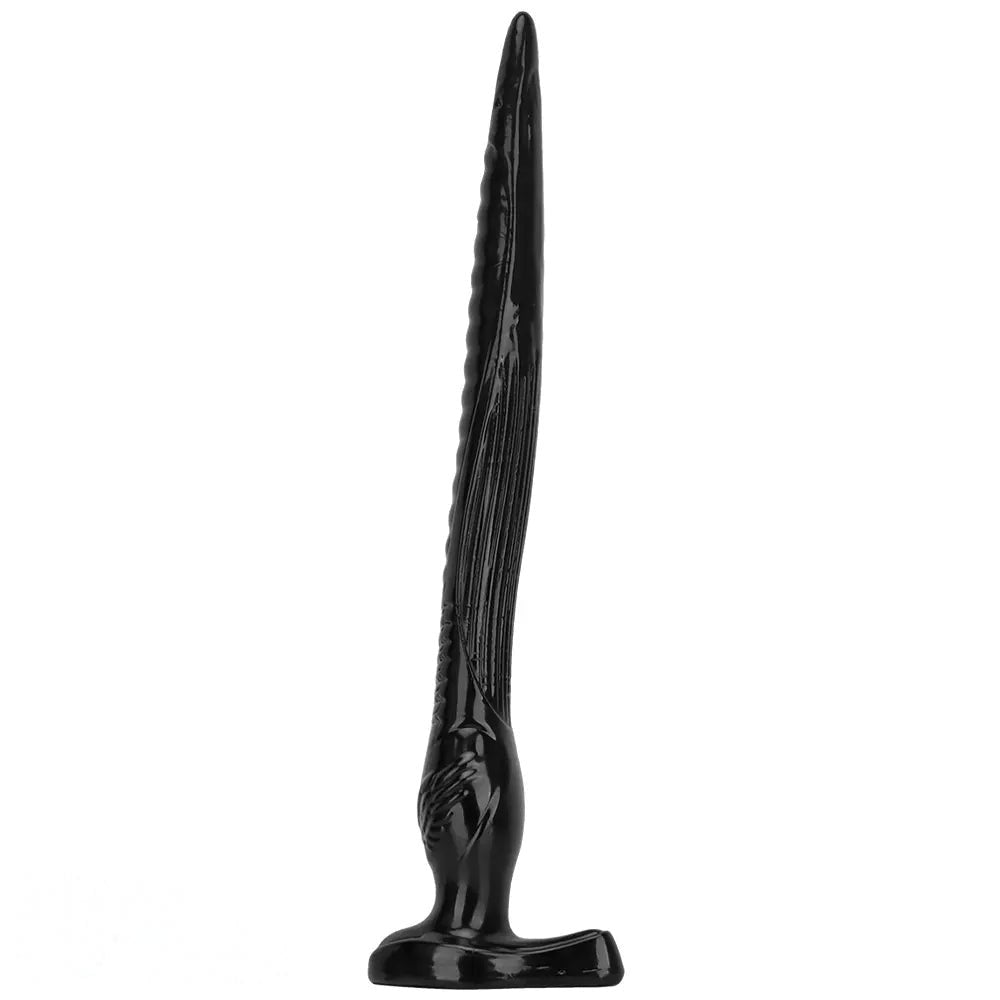 Black tapered ribbed pvc anal dildo, photo 14