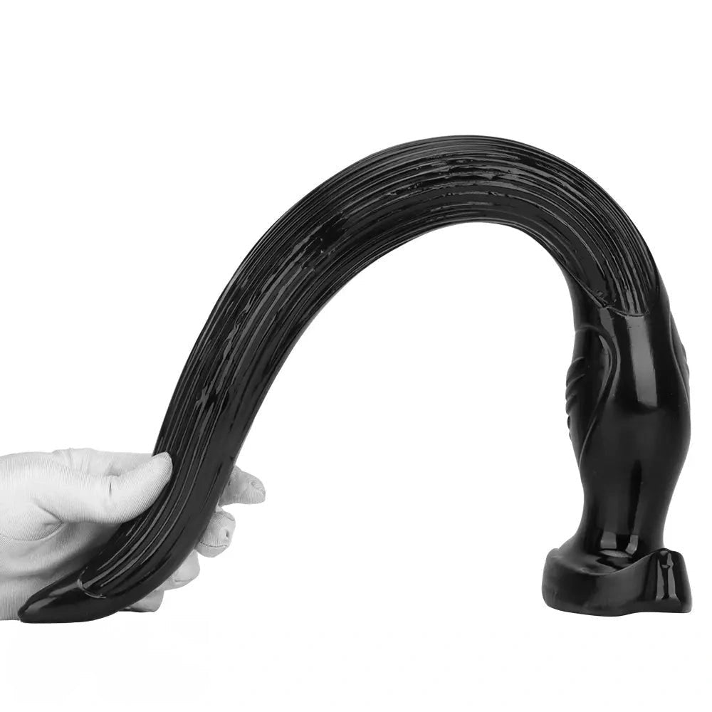 Black tapered ribbed pvc anal dildo, photo 15