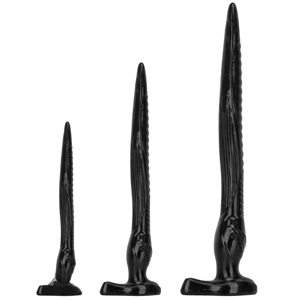Black tapered ribbed pvc anal dildo, photo 2