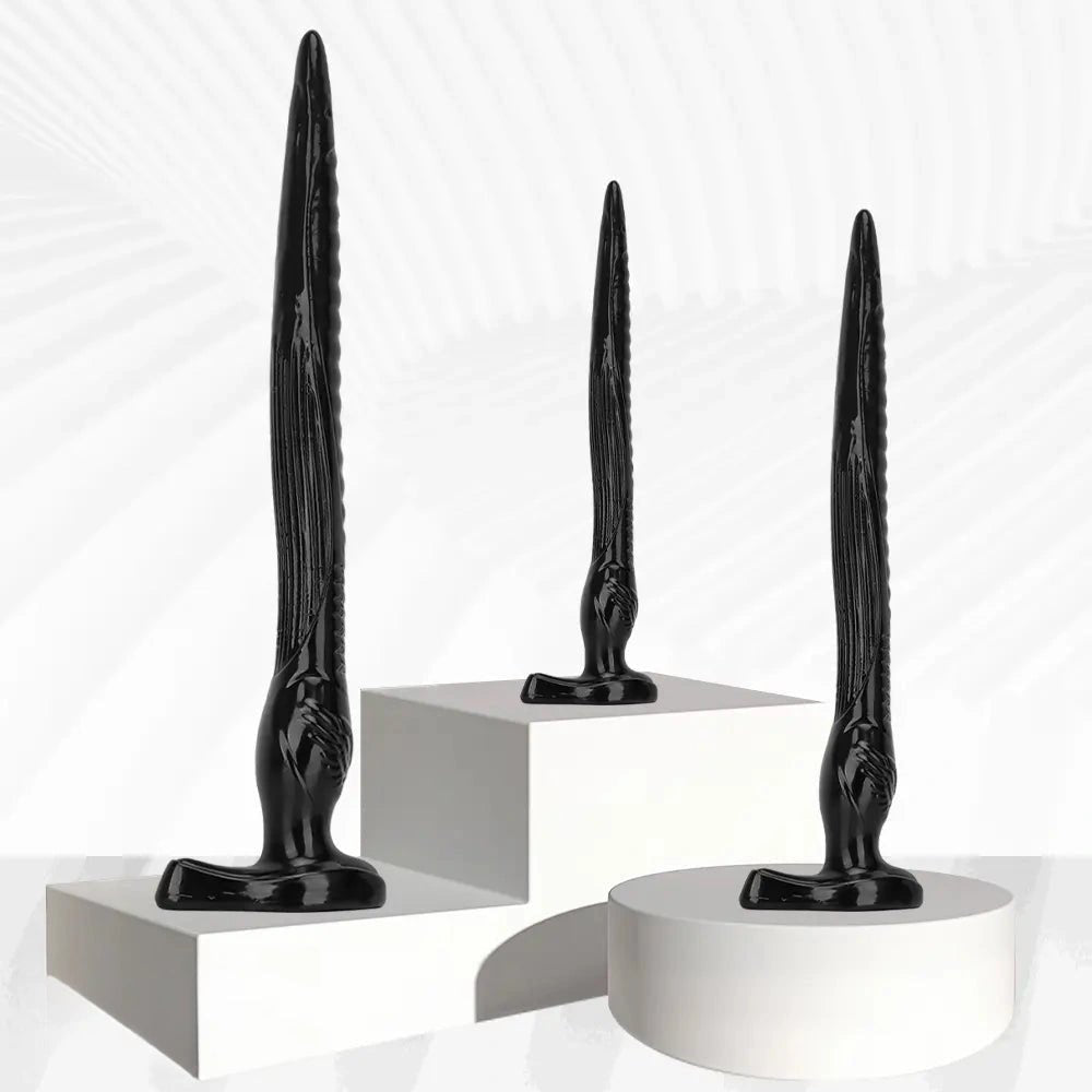 Black tapered ribbed pvc anal dildo, photo 3