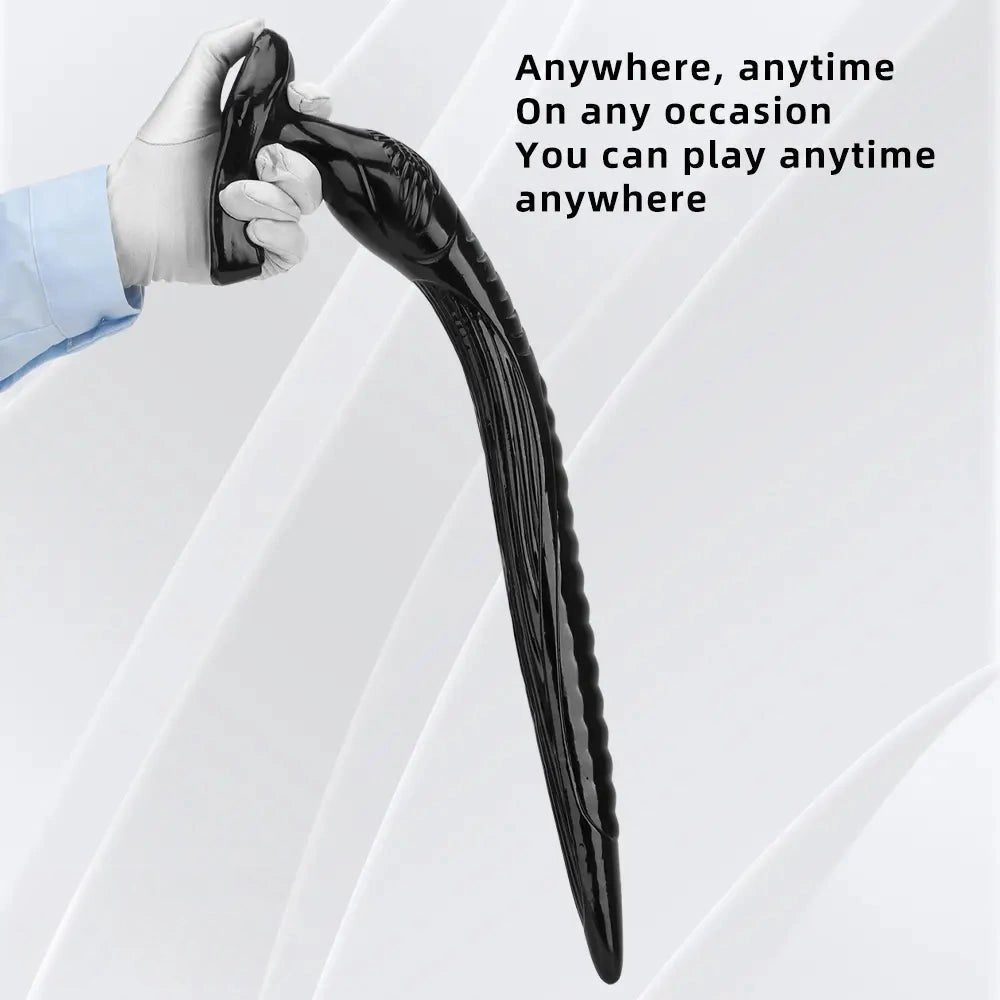 Black tapered ribbed pvc anal dildo, photo 4