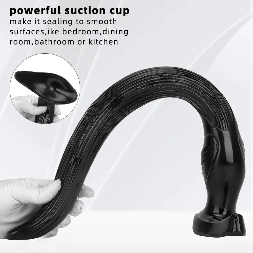 Black tapered ribbed pvc anal dildo, photo 5
