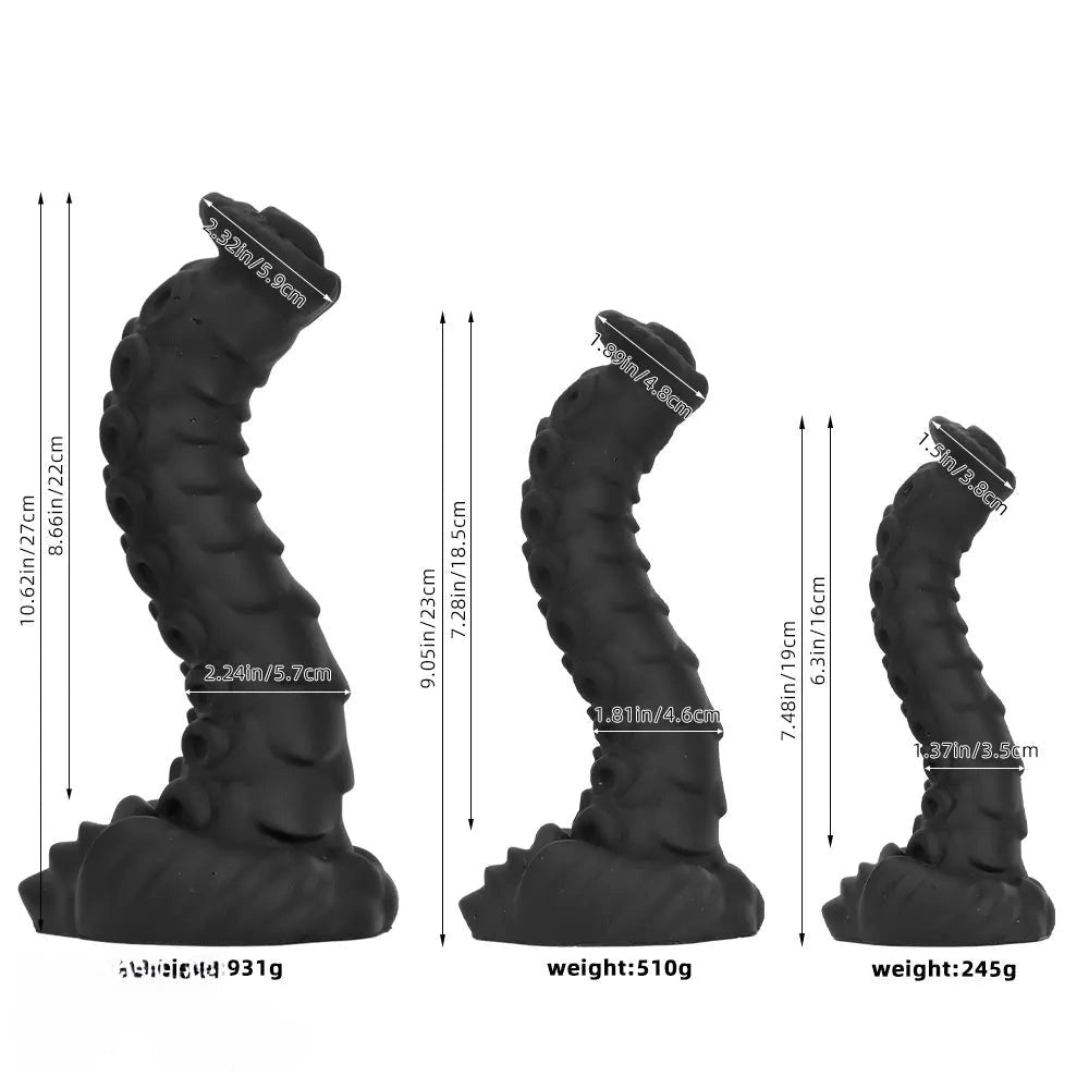 Black ridged tentacle silicone fantasy dildo, photo 10