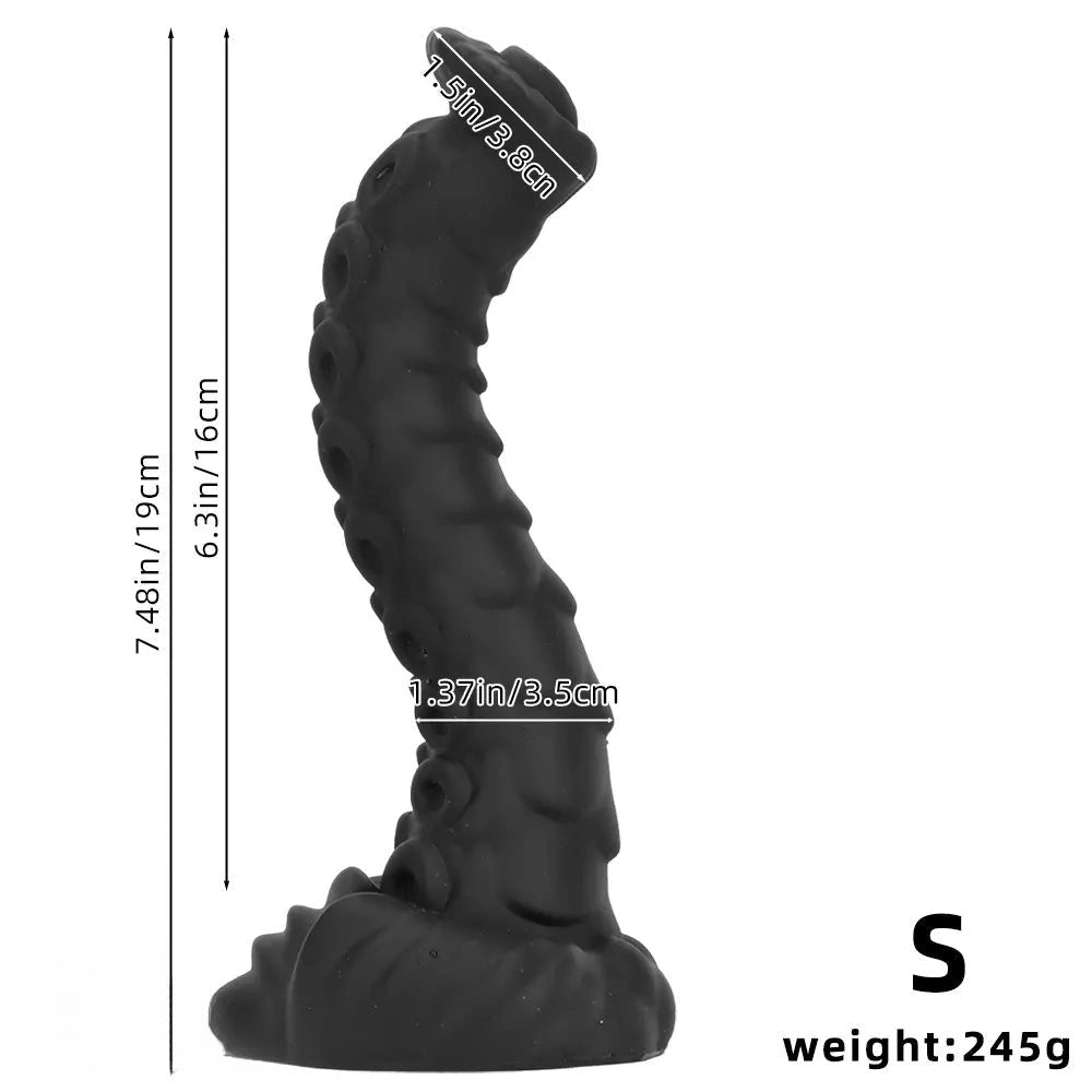 Black ridged tentacle silicone fantasy dildo, photo 11