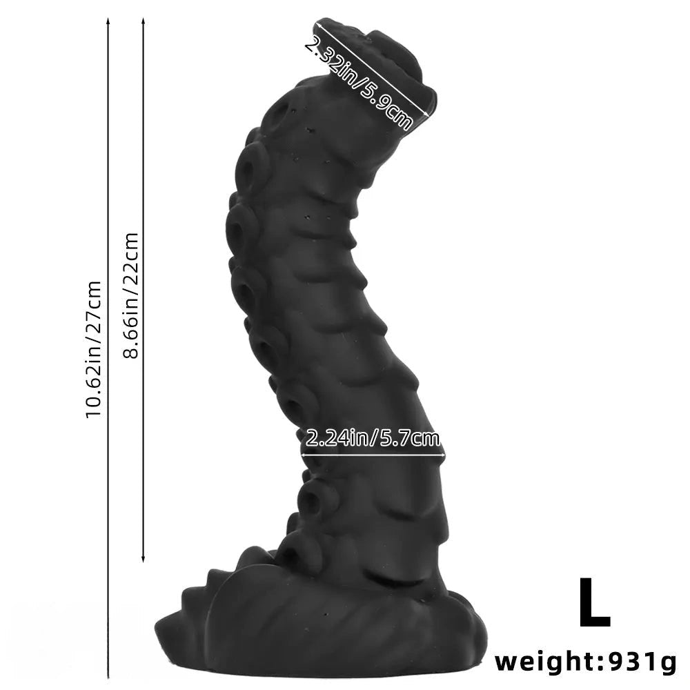 Black ridged tentacle silicone fantasy dildo, photo 13