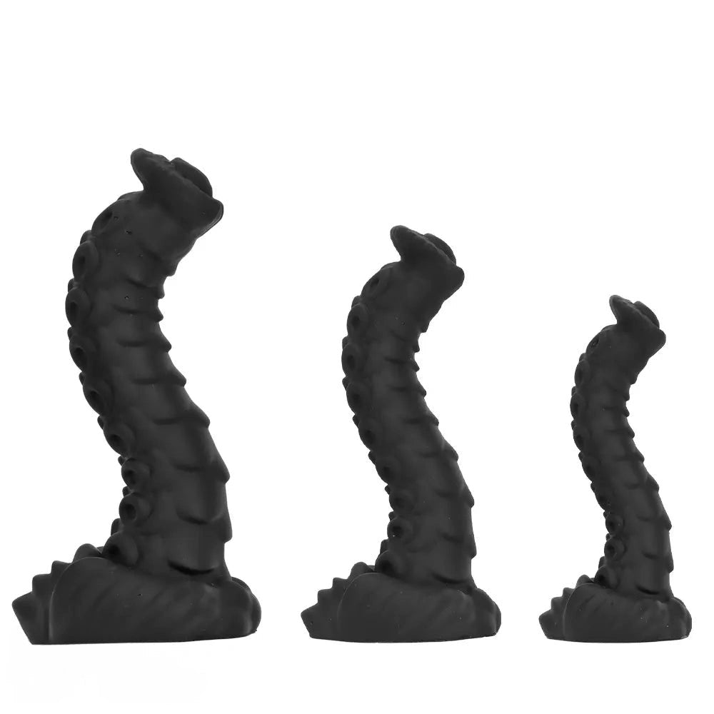 Black ridged tentacle silicone fantasy dildo, photo 2
