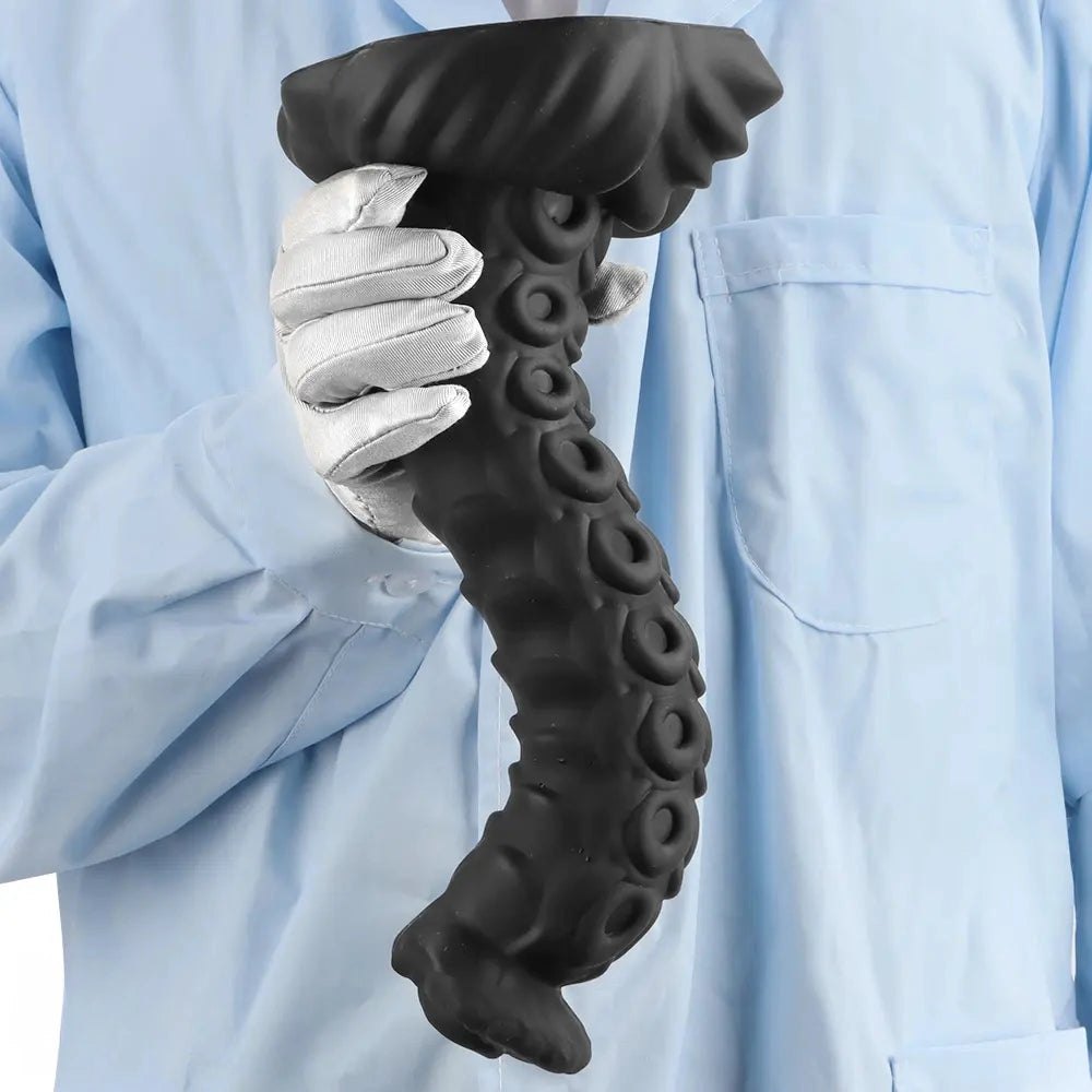 Black ridged tentacle silicone fantasy dildo, photo 3