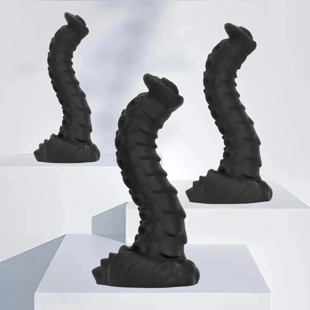 Black ridged tentacle silicone fantasy dildo, photo 4