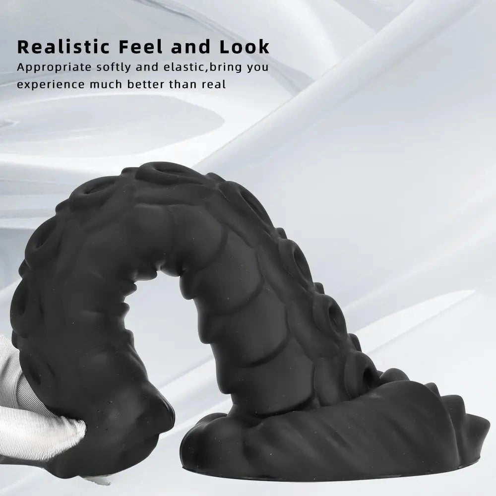 Black ridged tentacle silicone fantasy dildo, photo 5