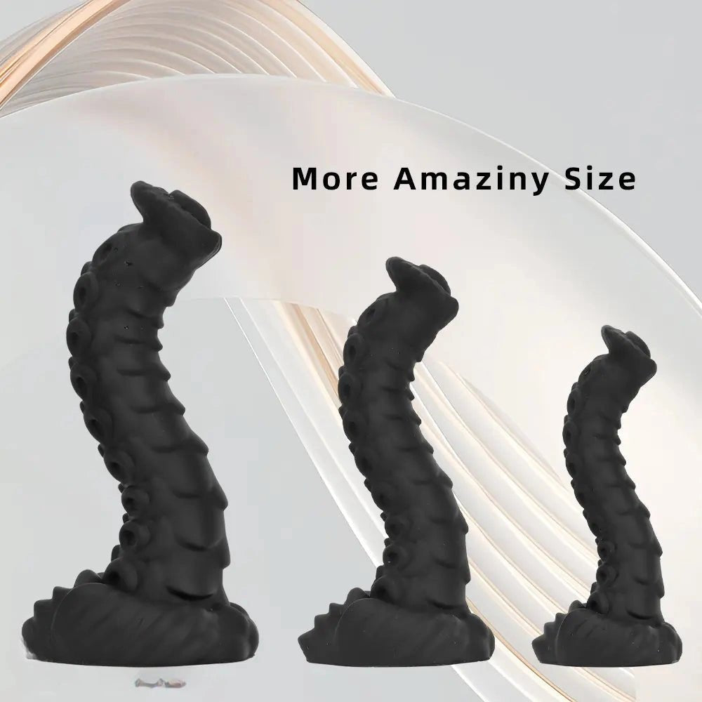 Black ridged tentacle silicone fantasy dildo, photo 6