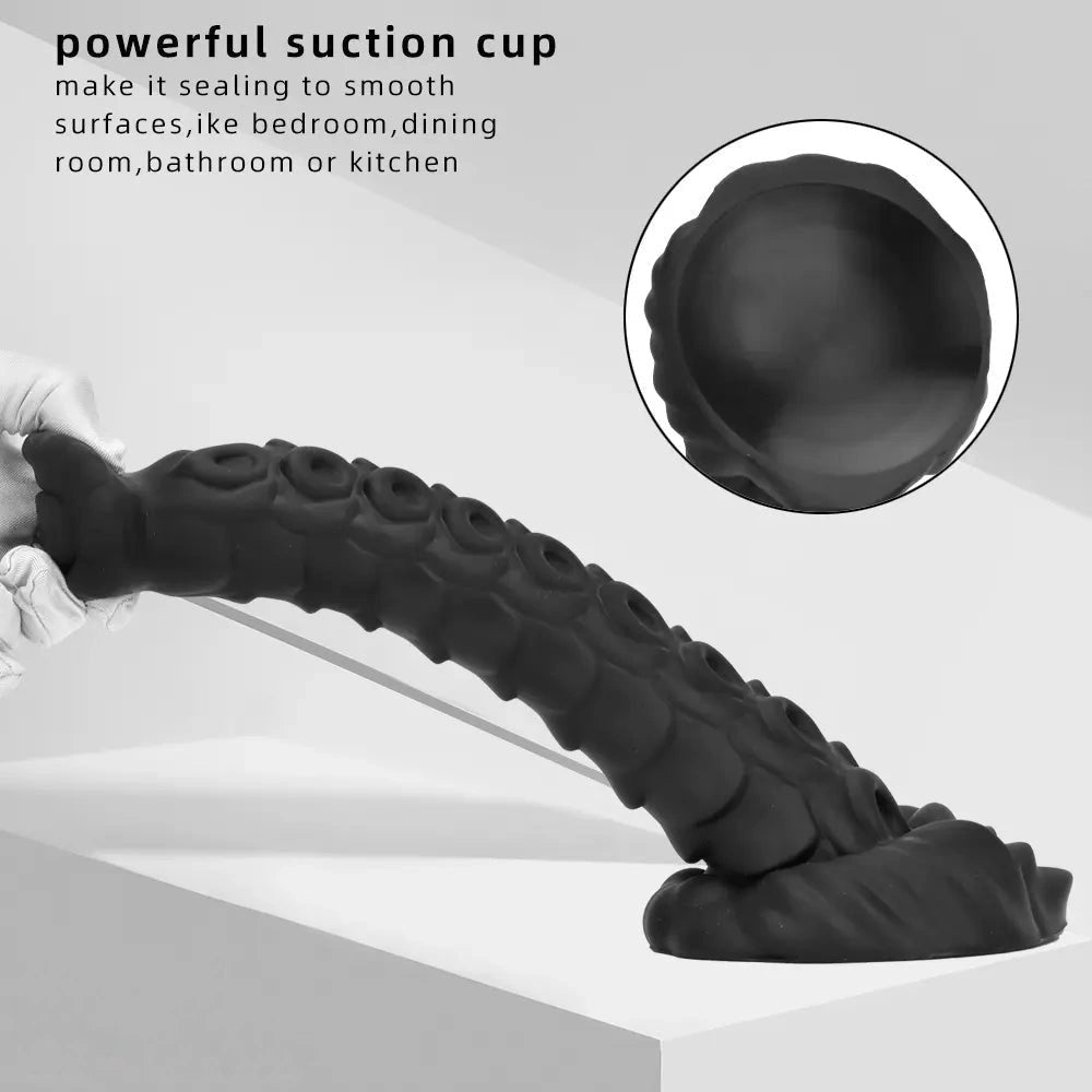 Black ridged tentacle silicone fantasy dildo, photo 7